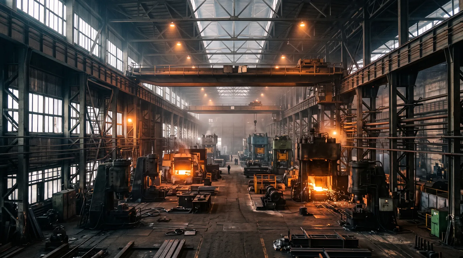 Wide aerial view of the forging plant
